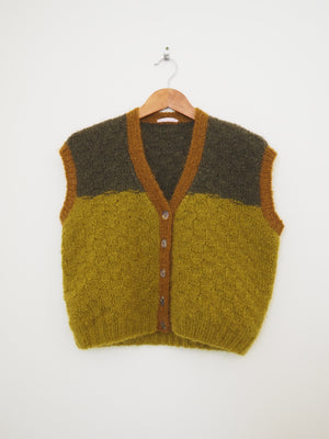 Hand knit vest - School house