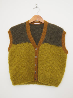 Hand knit vest - School house