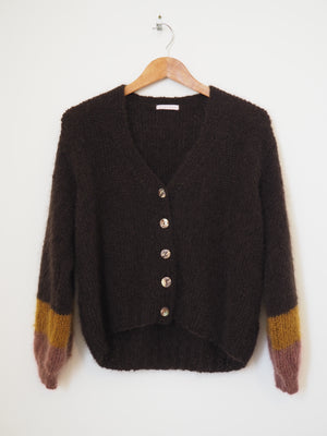 Hand knit cardi - Brown