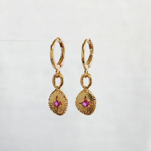 Sun charm earrings - Rose pink