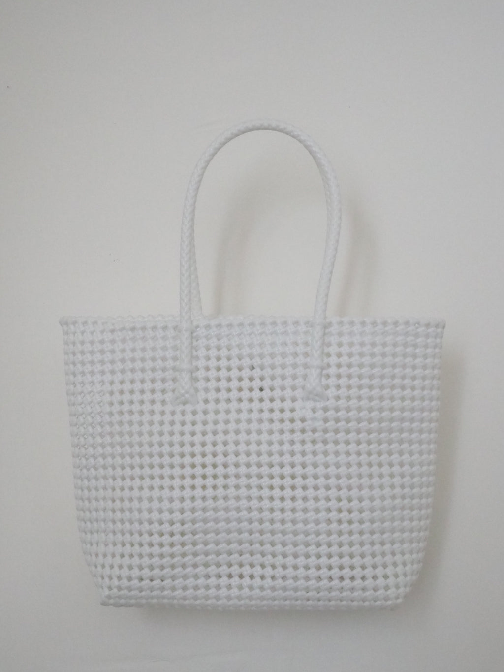 Hand made shopping basket - White small